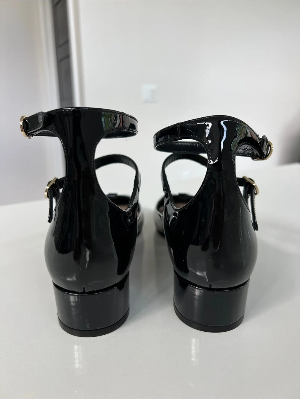 Christian Dior aime dior black patent leather ballet flats block heel 37